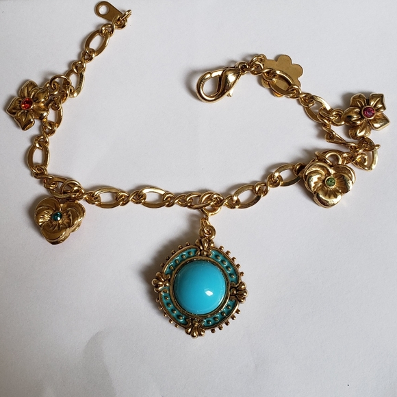 Joan Rivers Gold Pansy Charm Bracelet - Reversible - Picture 3 of 7
